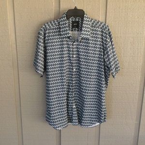 Jeff Men Print Cotton Shirt Size XXL Short Sleeve Button Front